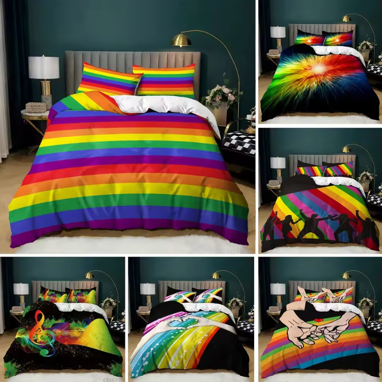 Colorful Rainbow Lines Duvet Cover Set – Pride Bedding Collection