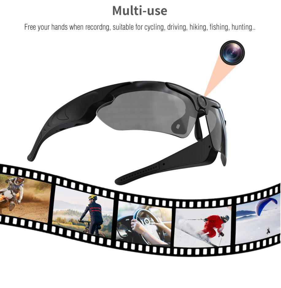 Lunettes Caméra 1080p + 32 Go – Verres Polarisés UV400, Design Unisexe