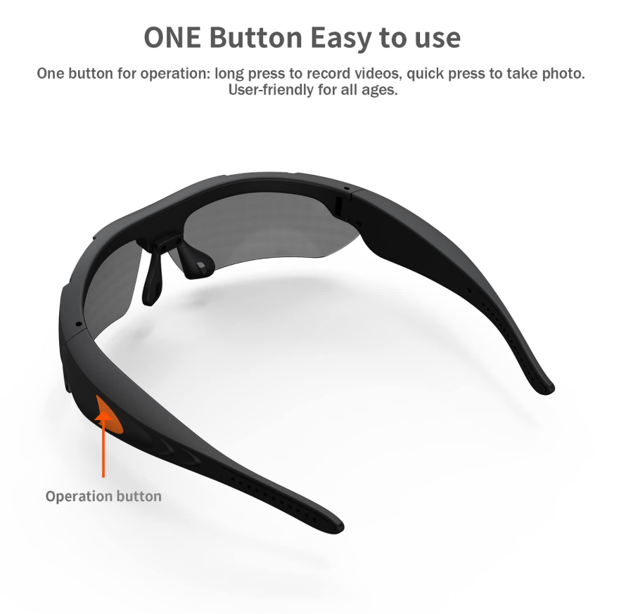 Lunettes Caméra 1080p + 32 Go – Verres Polarisés UV400, Design Unisexe