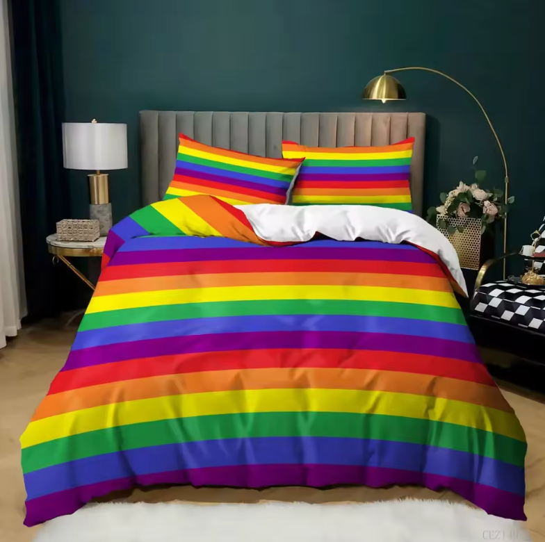 Colorful Rainbow Lines Duvet Cover Set – Pride Bedding Collection