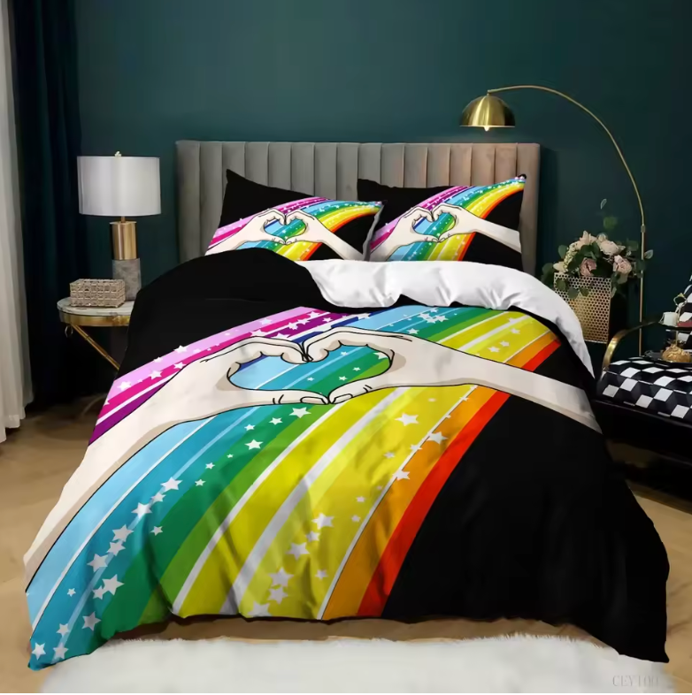 Colorful Rainbow Lines Duvet Cover Set – Pride Bedding Collection