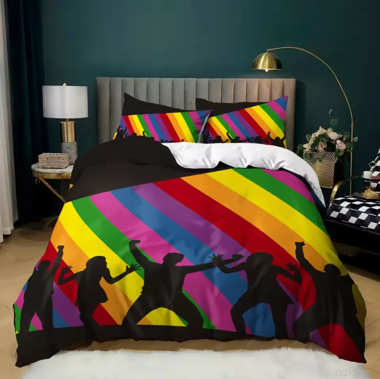 Colorful Rainbow Lines Duvet Cover Set – Pride Bedding Collection